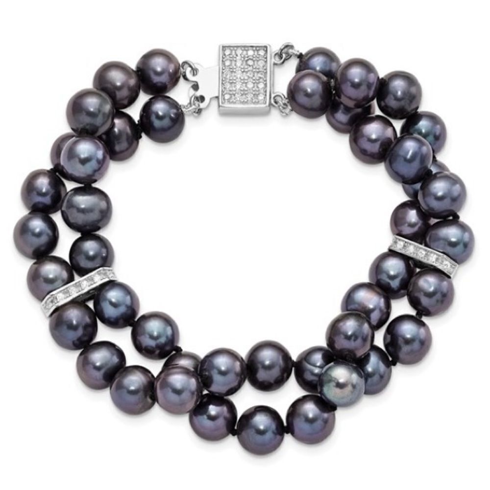 Elegant Freshwater Black Cultured Pearl Double Strand Bracelet